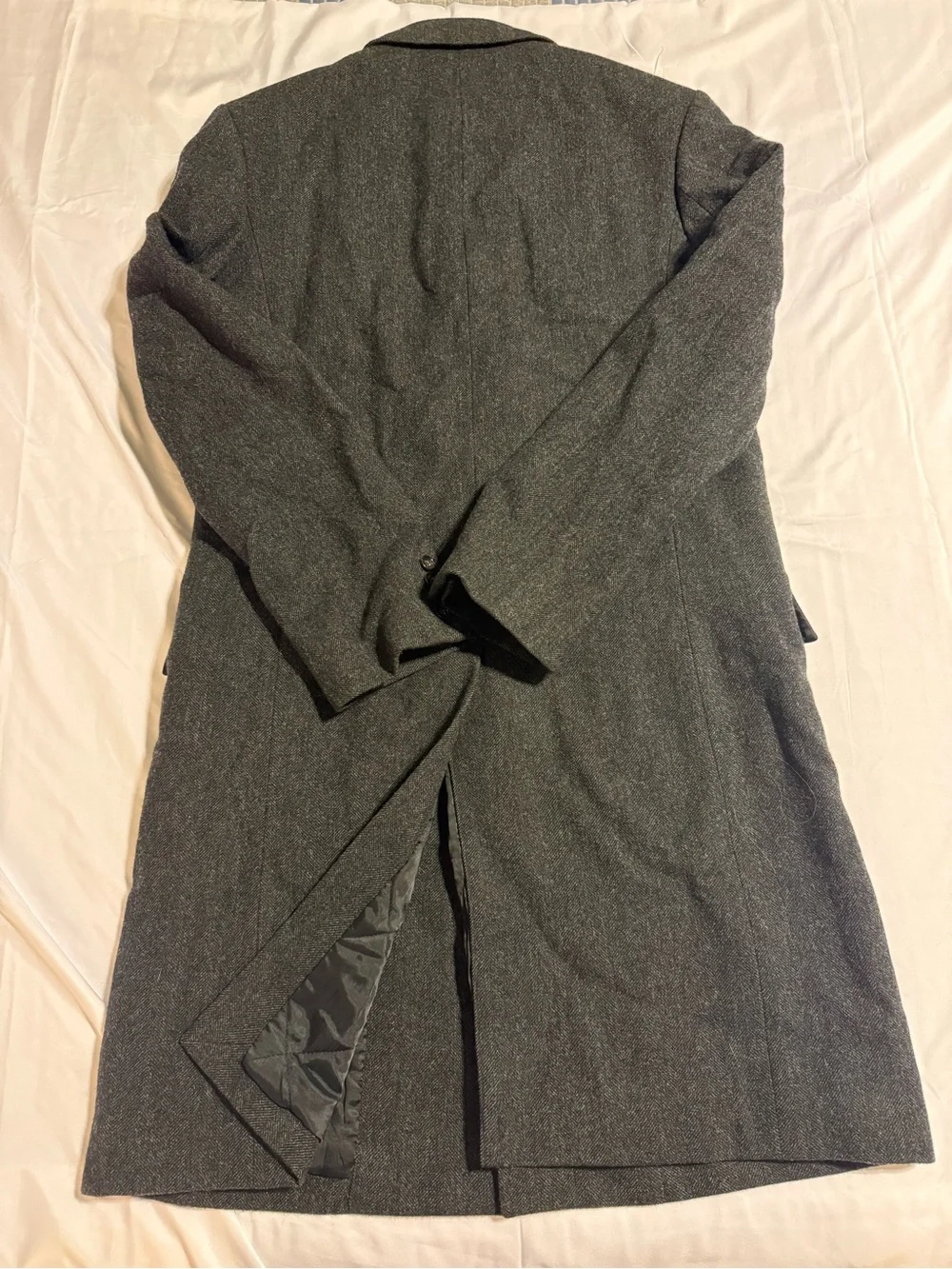 J. Crew Men's Charcoal Gray Mayfair Top Coat Wool-Blend